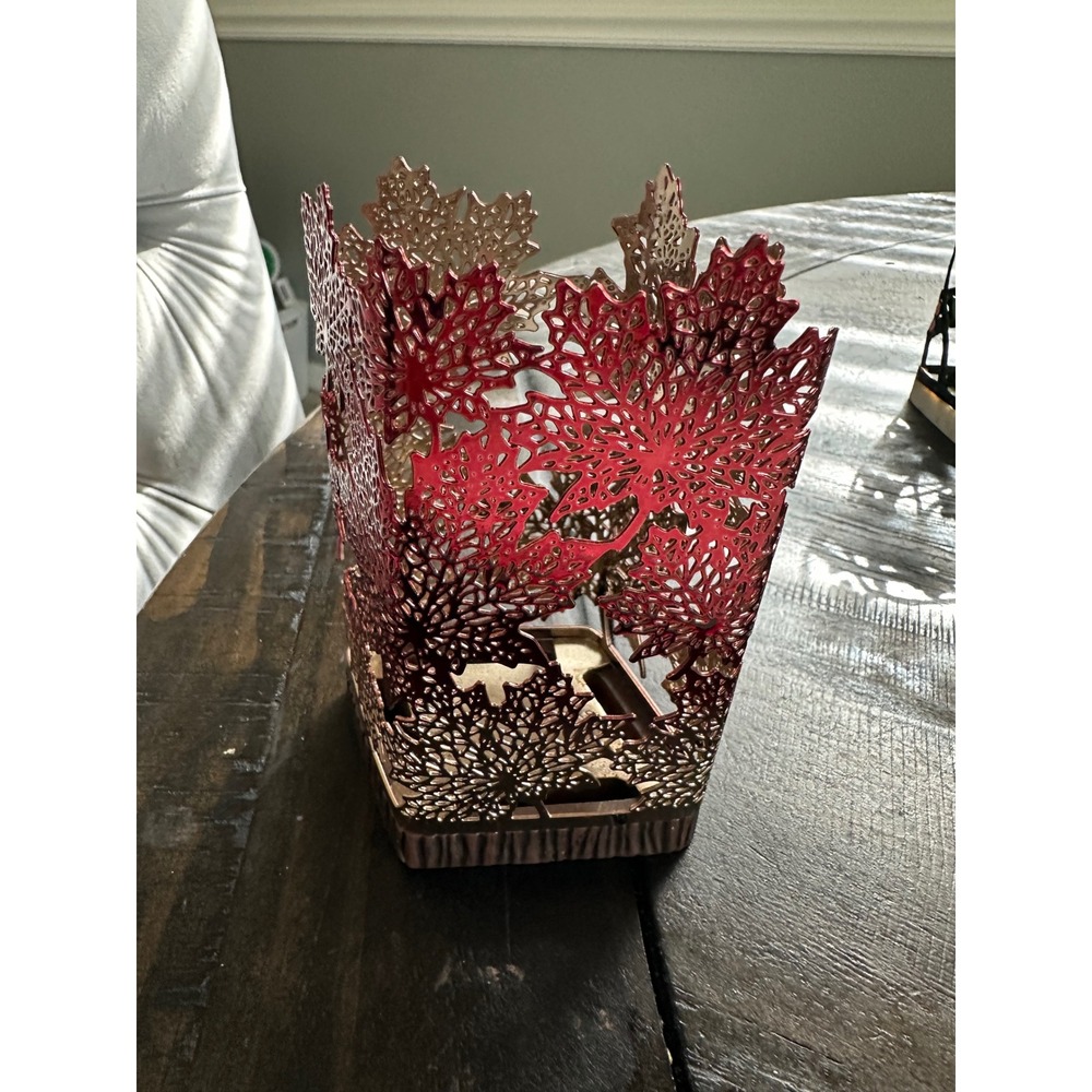 Bath Body Works Rose Gold Red Maple Leaf Foaming Soap Holder Sleeve Fall Decor